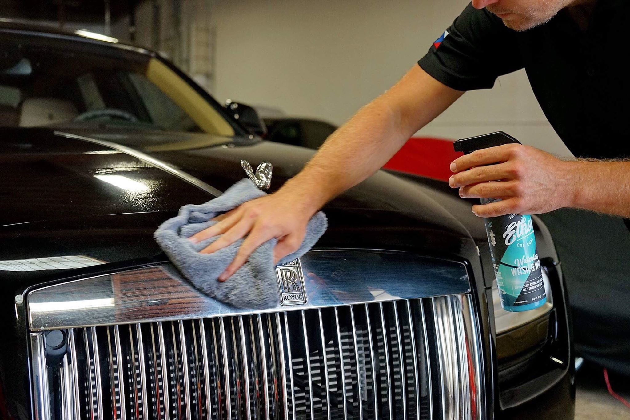 Car Detailer Washing Auto with Soap Stock Image - Image of