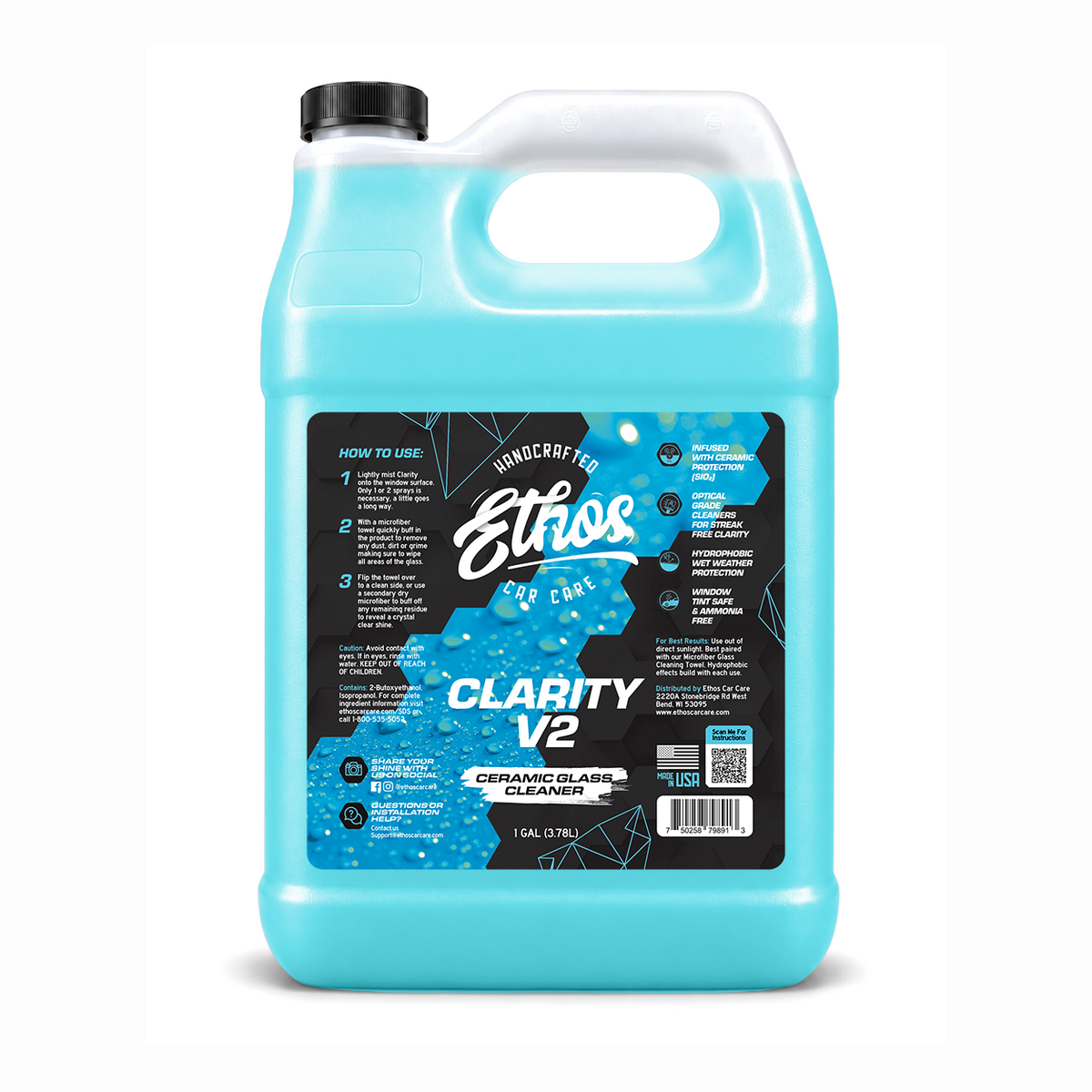 Clarity V2 Ceramic Glass Cleaner 1 Gallon (128 oz)