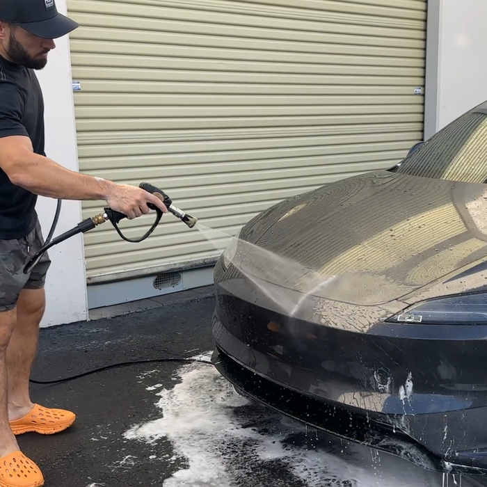 Wash and rinse. Mist a drying aid like Finish Shine V2 on the wet panel (optional).
