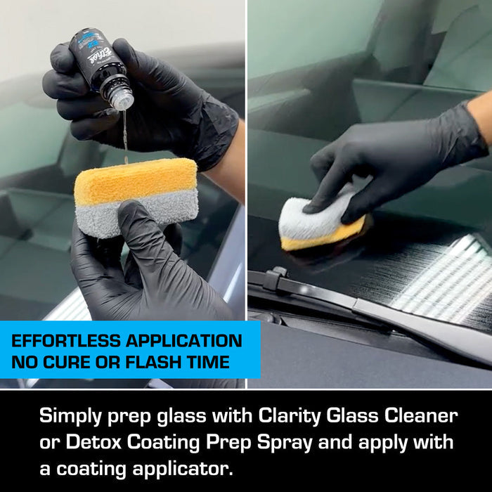 Clean the glass thoroughly with Clarity glass cleaner to remove dirt and film.