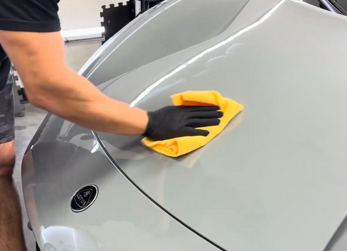 Level and buff off with a clean microfiber towel. Use a fresh applicator for your next coating job.