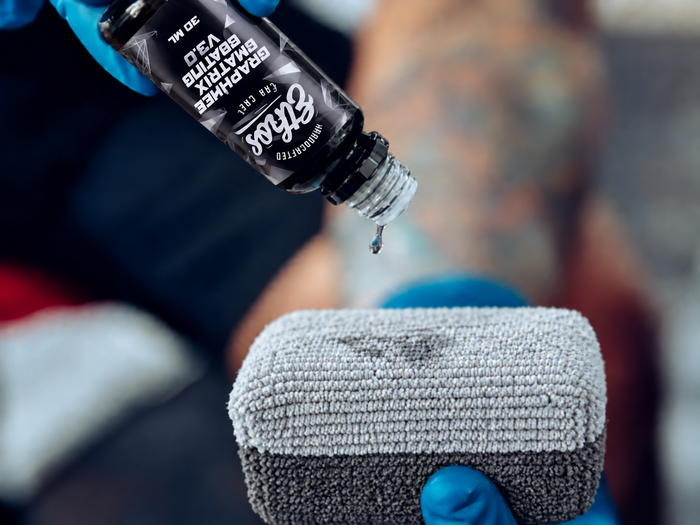 Shake your coating and apply a few drops to the microfiber face of the applicator.