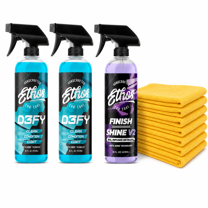 DEFY Value Pack: 2x DEFY Ceramic Waterless Wash 16oz + Finish Shine V2 + Microfiber Car Cloths 10-Pack