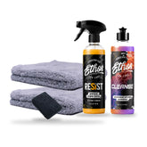 Ethos Wash & Coat Starter Kit: Cleanse Graphene Car Shampoo 16oz, RESIST Graphene Spray Coating 16oz, two Plush 470 microfiber towels and a microfiber applicator