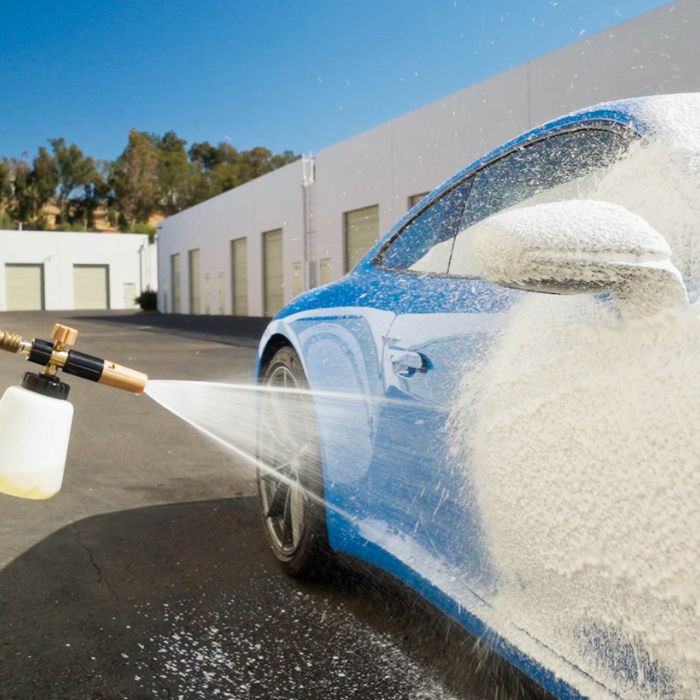 Attach to your pressure washer with the quarter-inch quick-connect, using the jet that matches your machine.