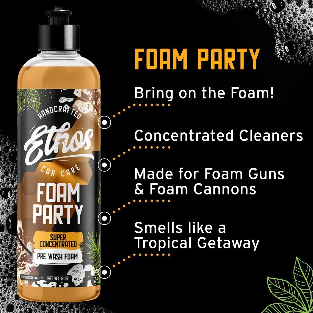 Ethos Foam Party - Concentrated pH Neutral Car Wash Soap - Snow Foam Suds  Car Wash Soap - Foam Cannon Soap - Safe For Waxes, Sealants & Coatings (1